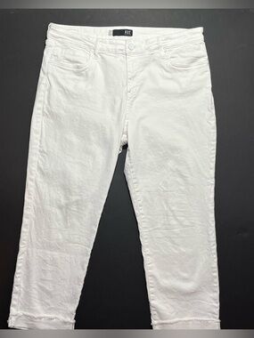 Kut From The Kloth Amy Straight Leg Cuffed Cropped Jeans, Size 16, White